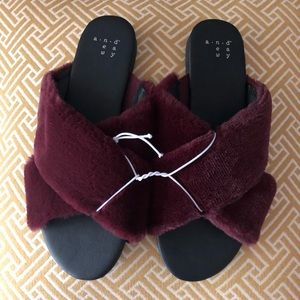 Plush Burgundy slides - A New Day